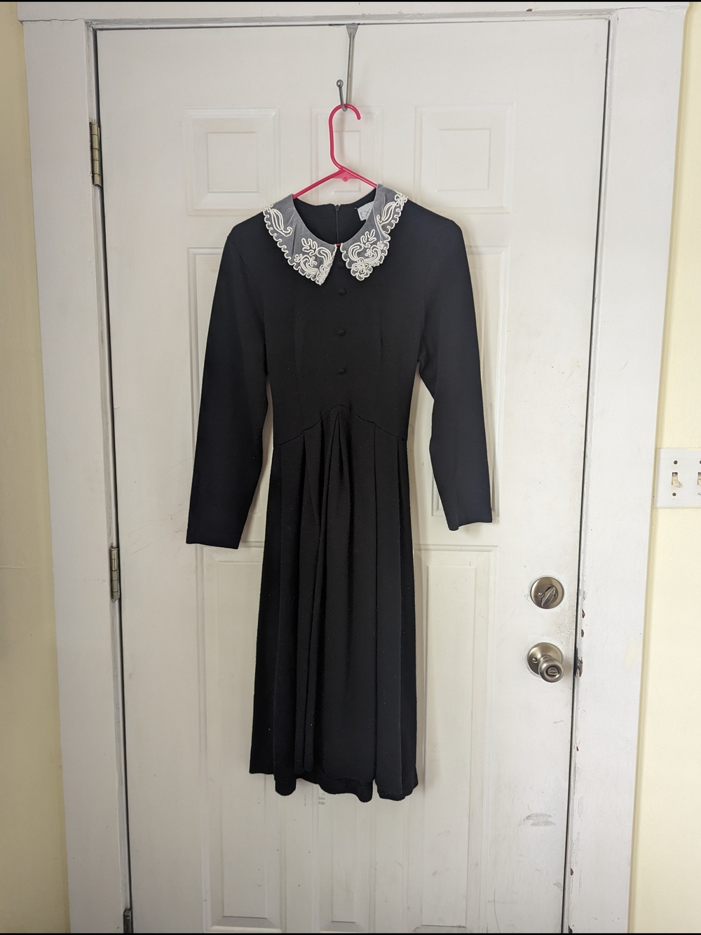 Vintage Wednesday Addams Dress Lace Collar
